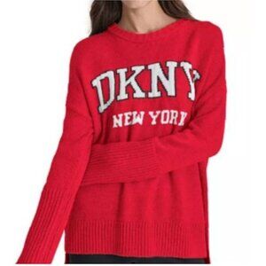 DNKY New York Red Logo Pull Over‎ Sweater Women's Large.